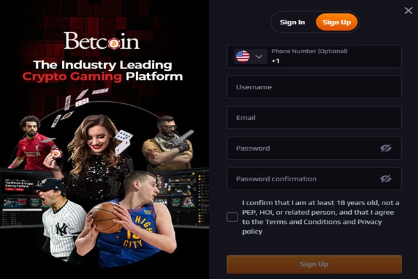 Betcoin registration