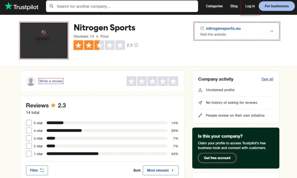 nitrogen sports on trustpilot