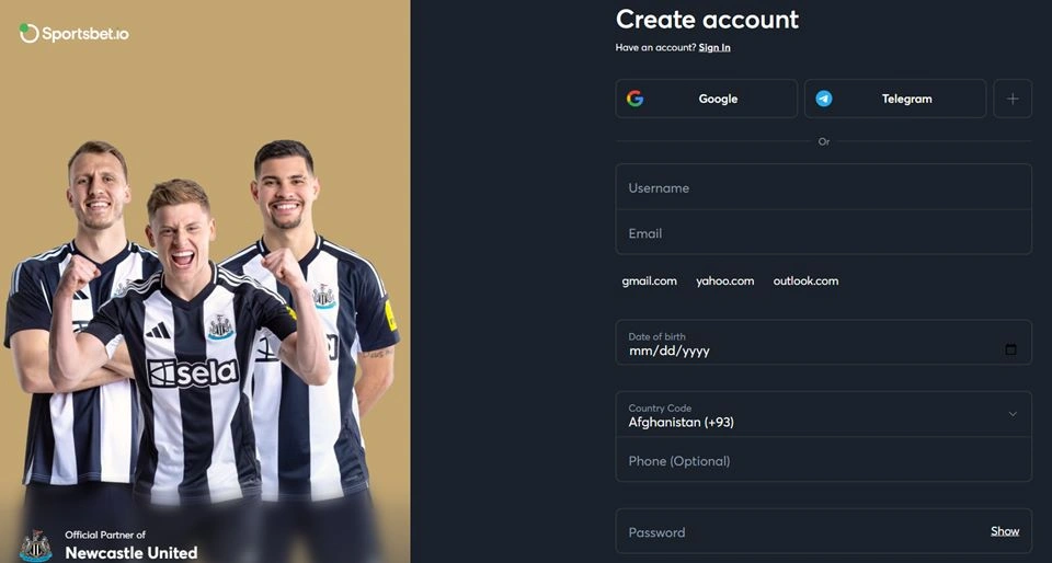 sportsbet.io registration