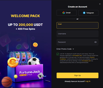 Fortunejack Registration