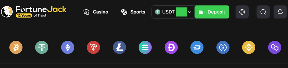 Fortunejack - accepted cryptocurrencies