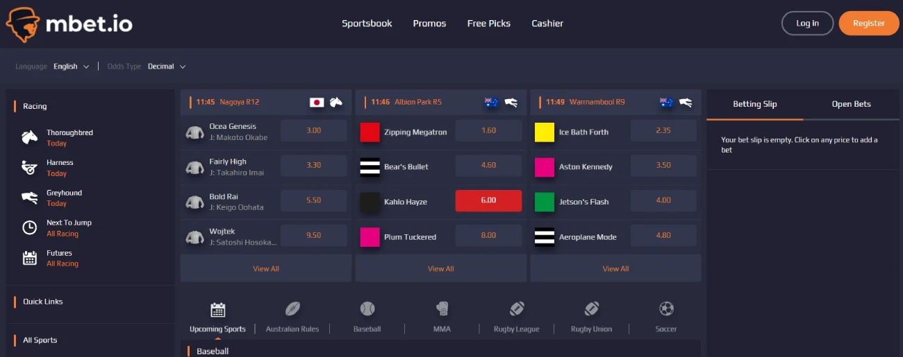 mbet sportsbook homepage