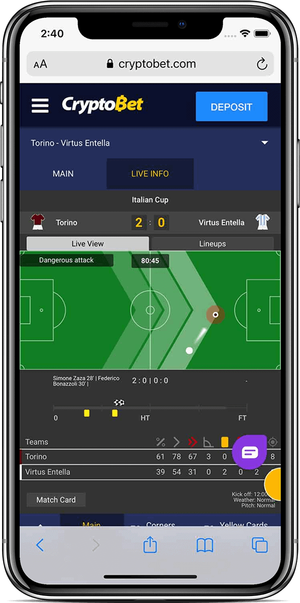 cryptobet live match view