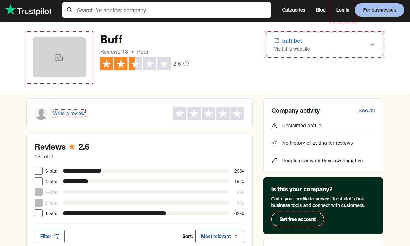 buff.bet on trustpilot