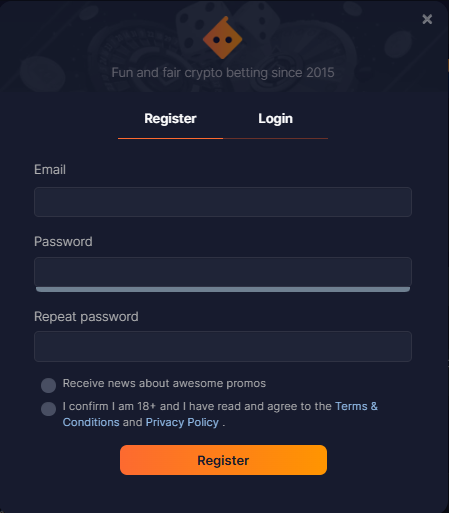 Bitsler Registration