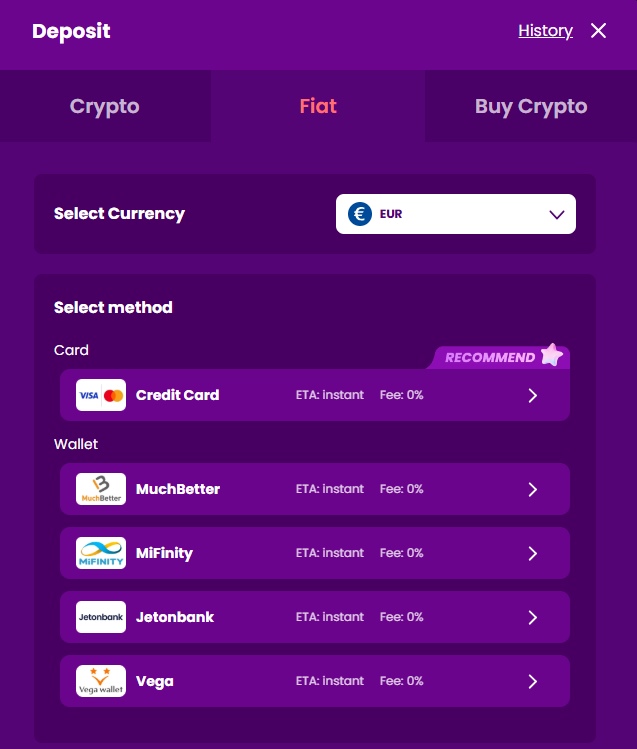 Buy Crypto on TrustDice