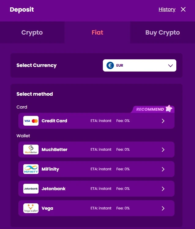 Buy Crypto on TrustDice