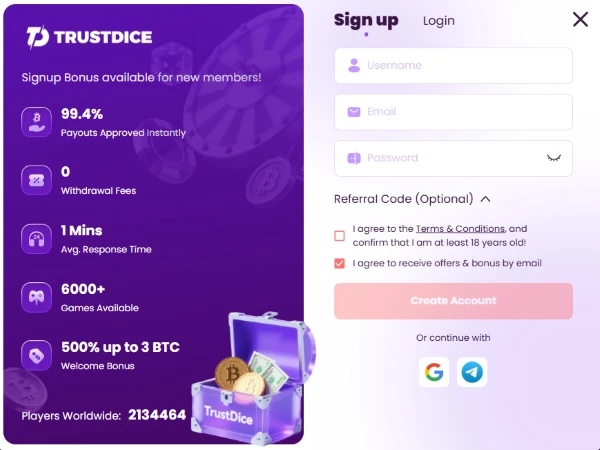 TrustDice Registration