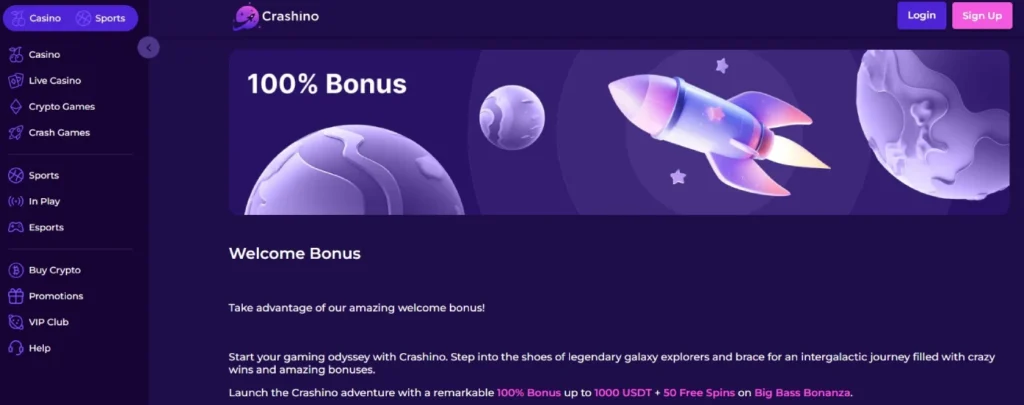 crashino welcome bonus