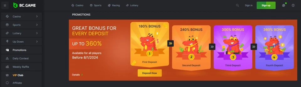 BCGame bonuses