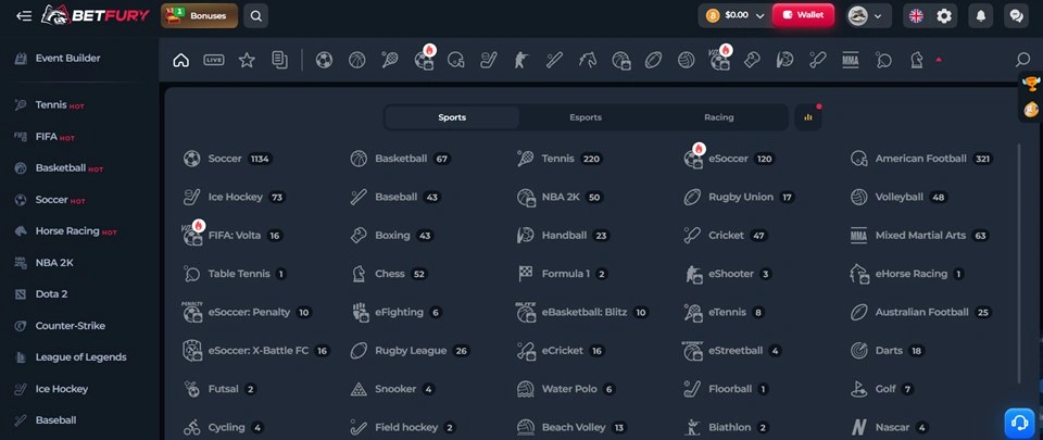 BetFury Sports Betting