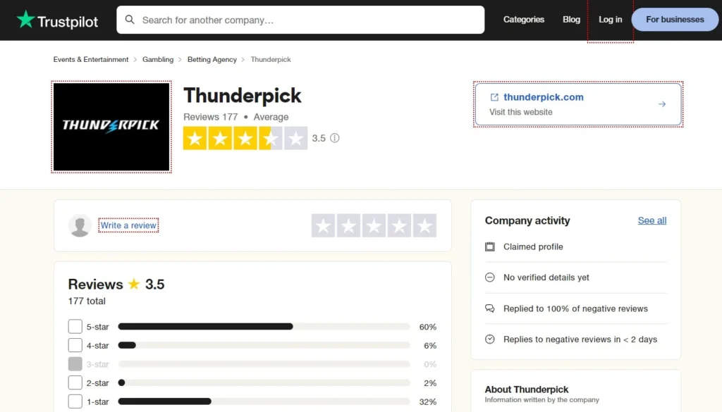 thunderpick trustpilot reviews