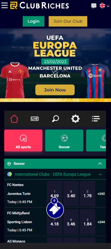 club riches sportsbook mobile