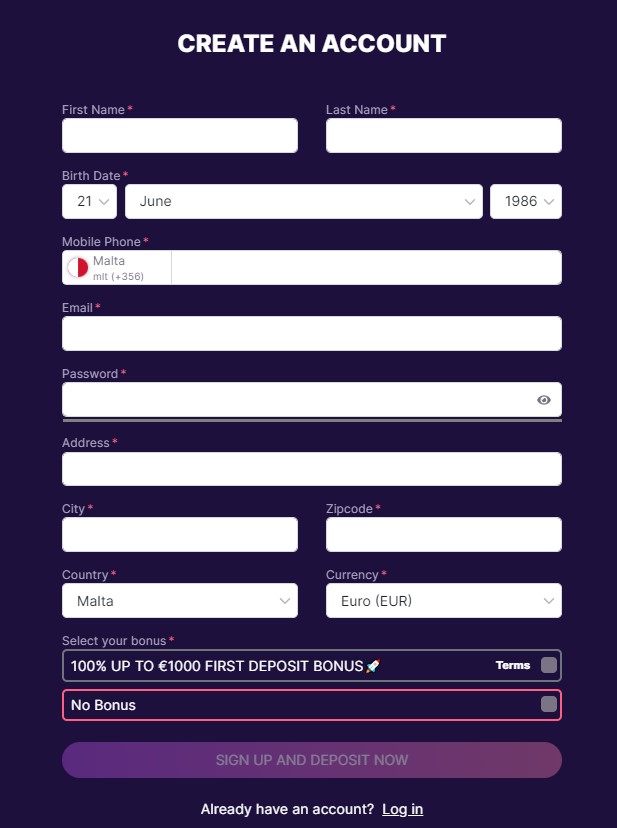 club riches registration form