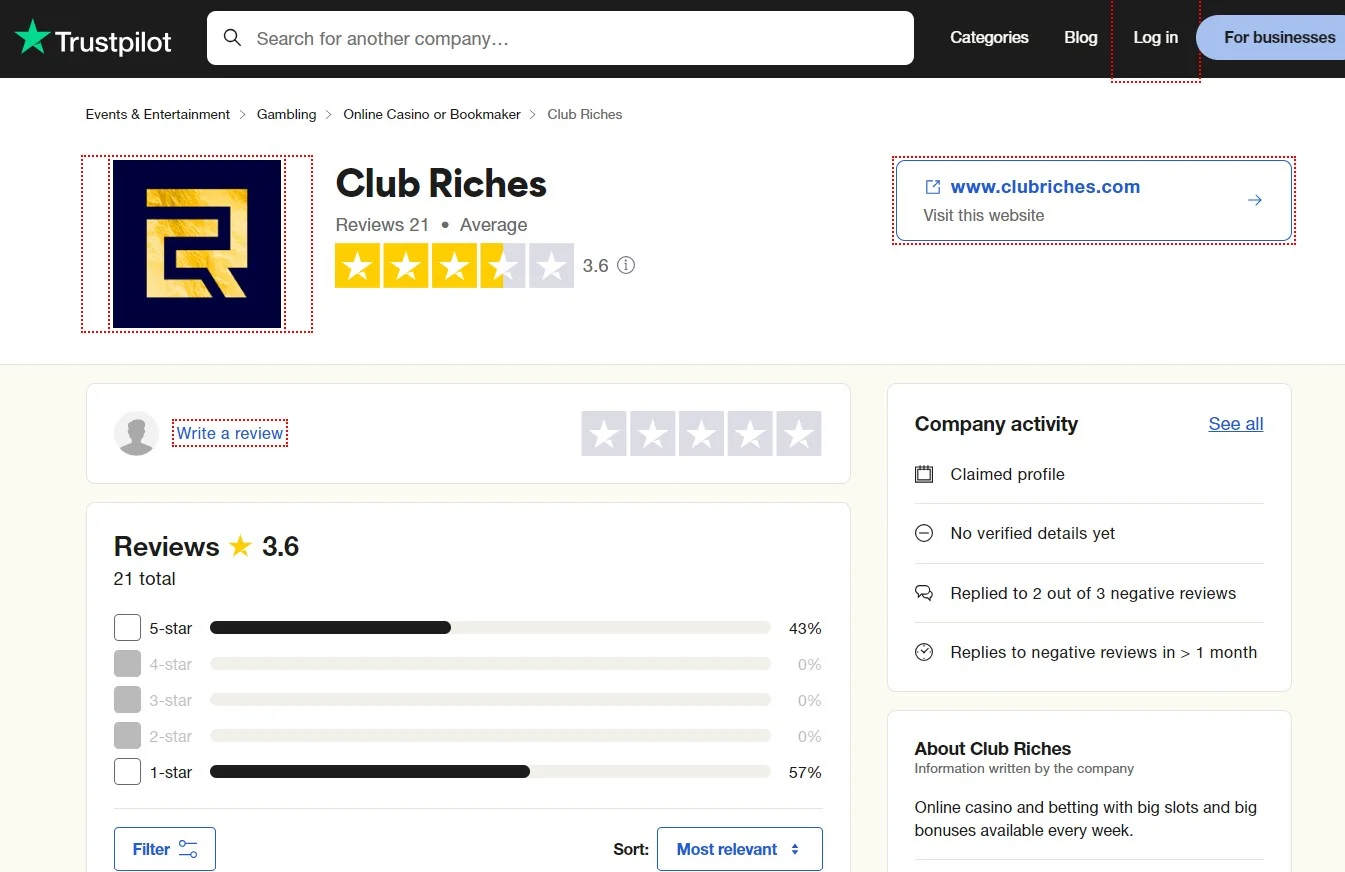 club riches trustpilot