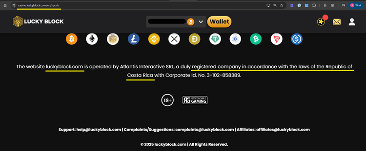 Lucky Block Costa Rica Registration