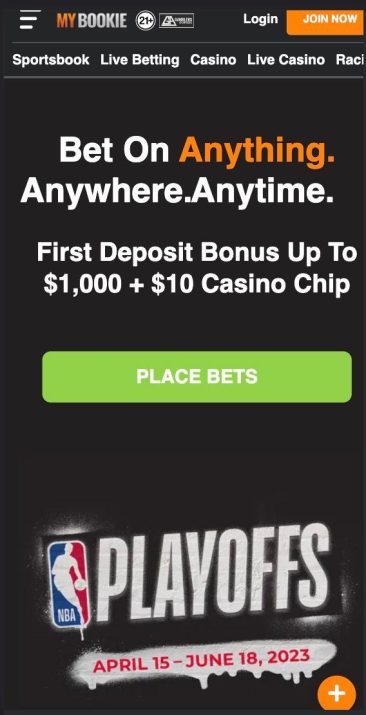 MyBookie homepage vertical