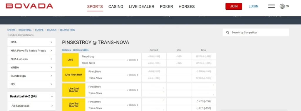 bovada live betting