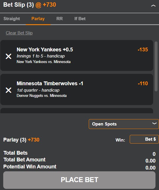 bet slip on mybookie