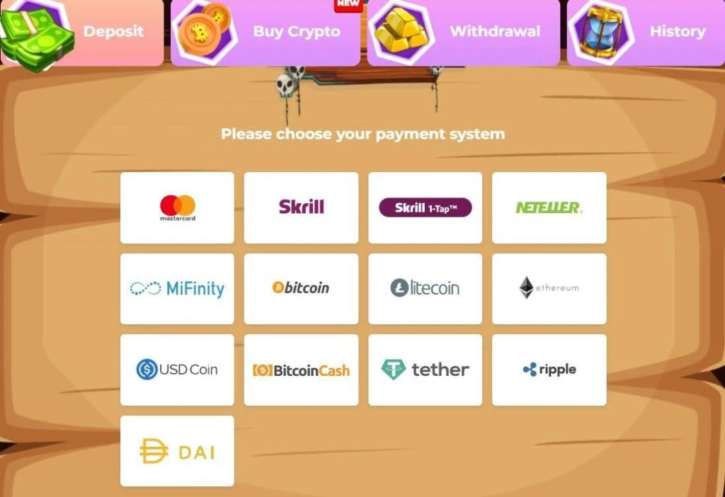 wazamba deposit methods