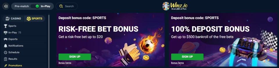 winz.io sports bonuses