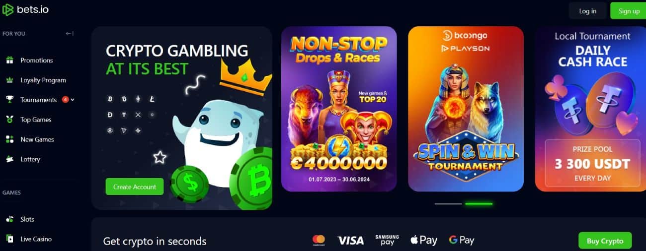 bets.io casino homepage
