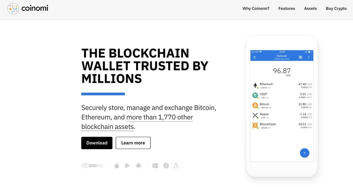 coinomi crypto wallet homepage