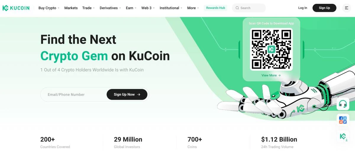 kucoin crypto exchange homepage