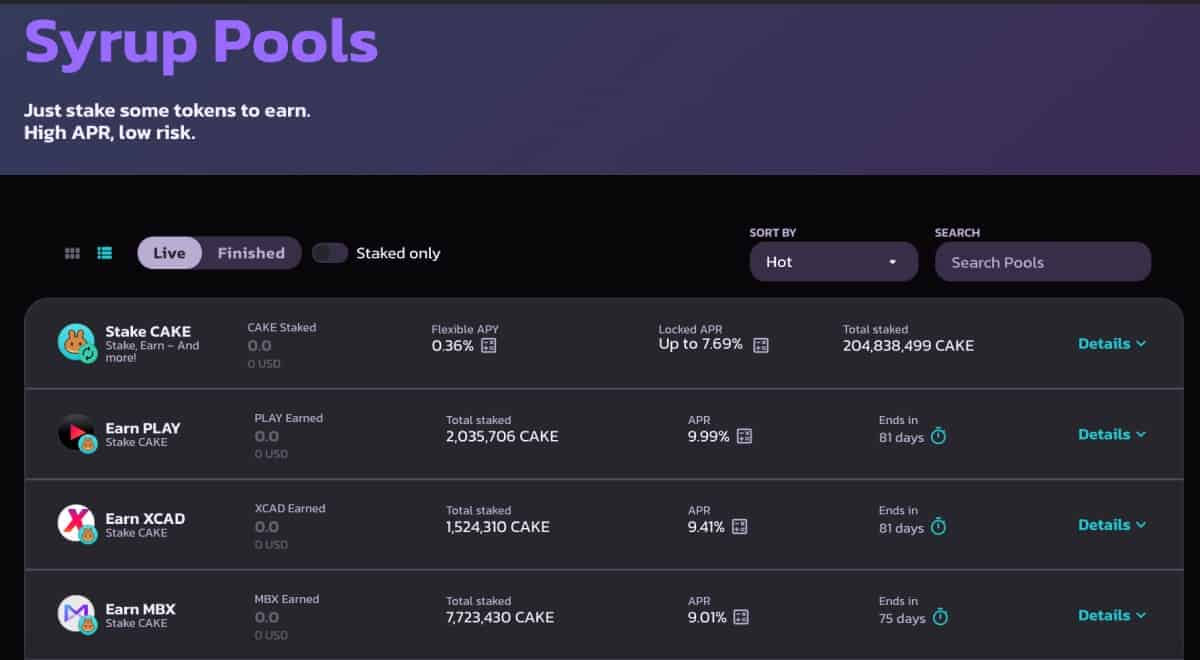pancakeswap liquidity pools