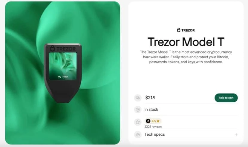Trezor Model T  The Most Advanced Hardware Wallet