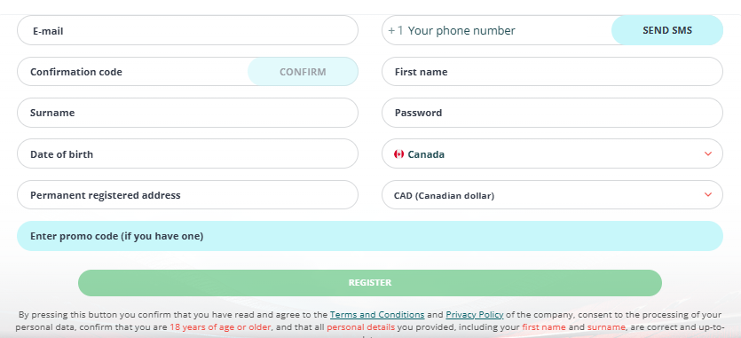 22Bet - Registration Process