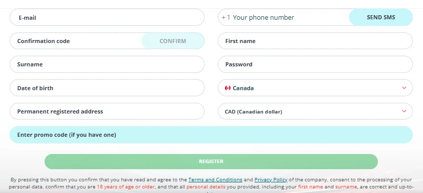 22Bet - Registration Process