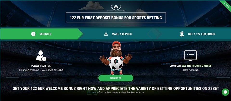 22Bet - Welcome Sports Betting Bonus