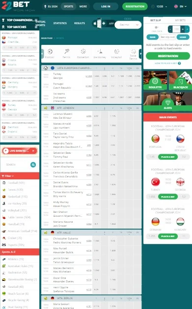 22bet mobile view
