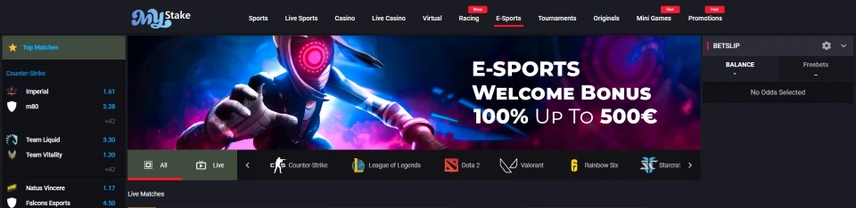 MyStake eSports section