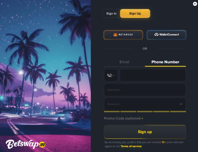 betswap registration process