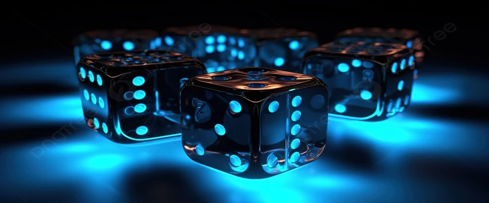 glowing blue dice