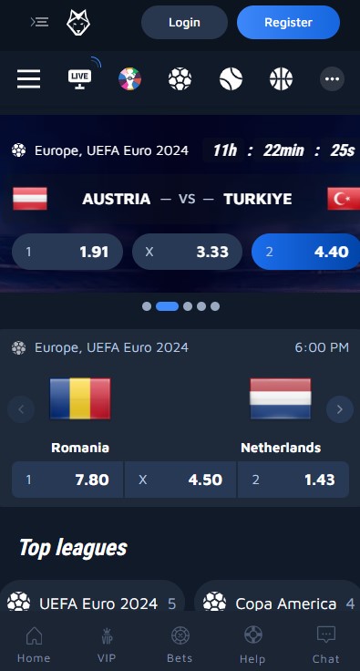 wolf.bet mobile view