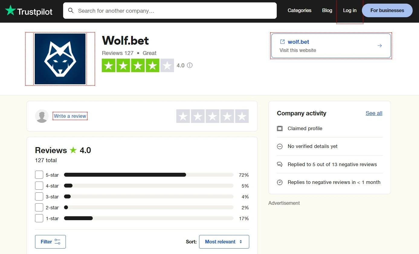 wolfbet on trustpilot