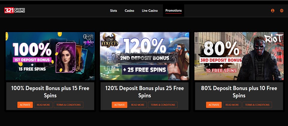 321 crypto casino promos