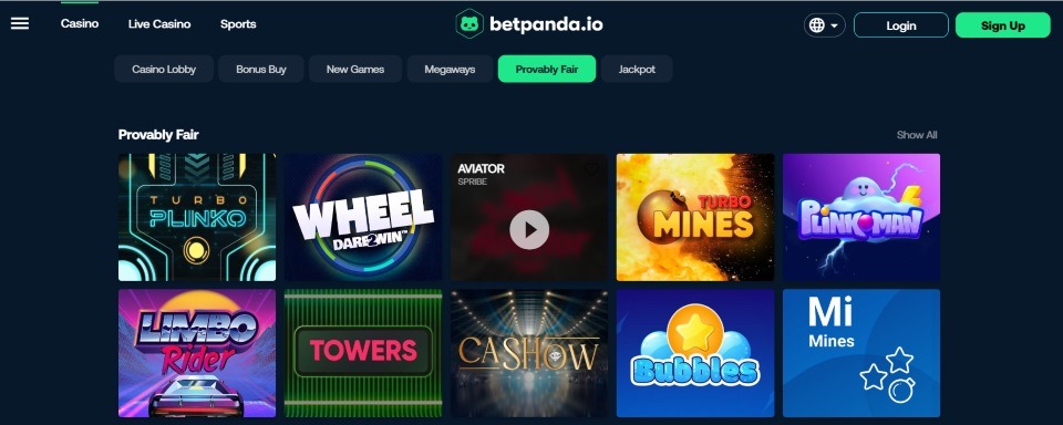 betpanda casino provably fair games