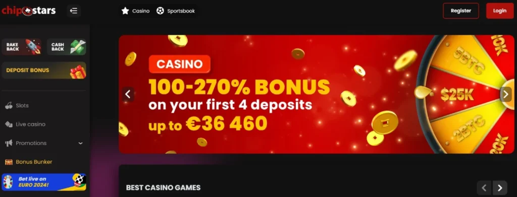 chipstars casino homepage