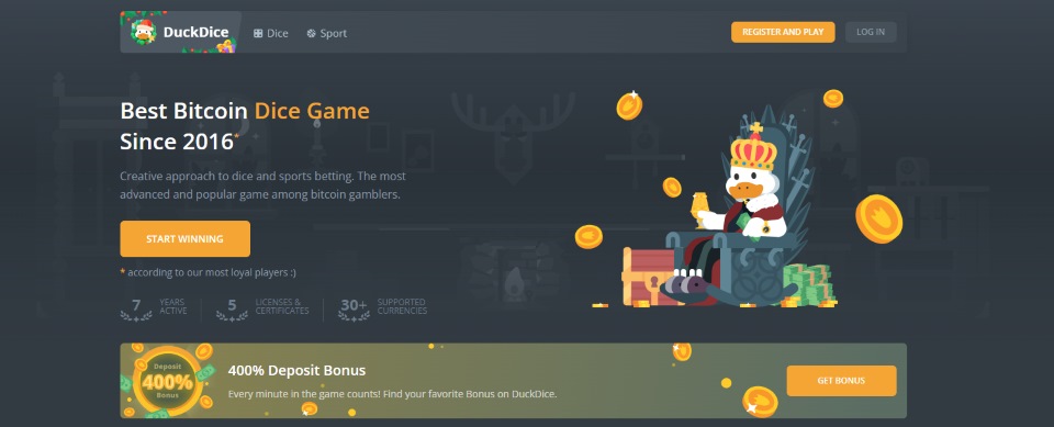 duckdice casino homepage