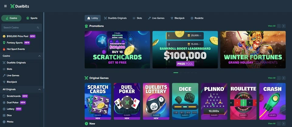 duelbits casino homepage