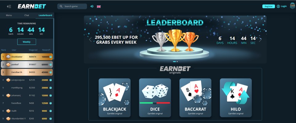 earnbet casino homepage