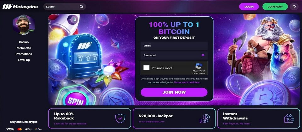 metaspins casino homepage