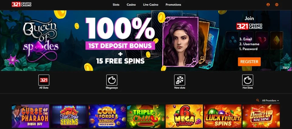 321 crypto casino homepage