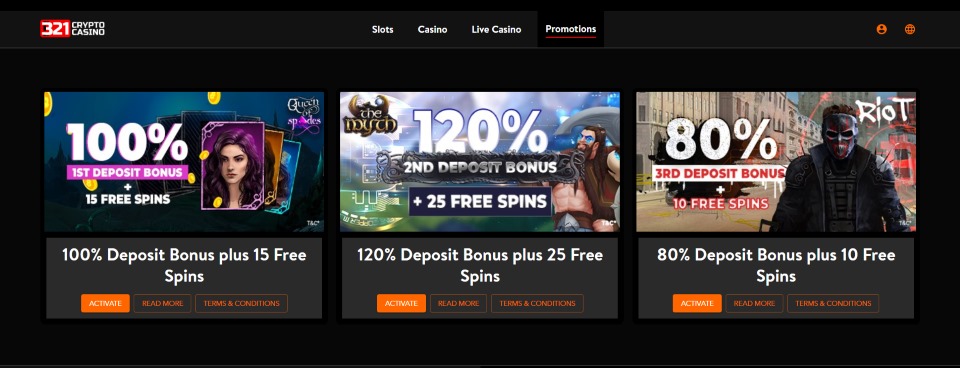 321 crypto casino promotions