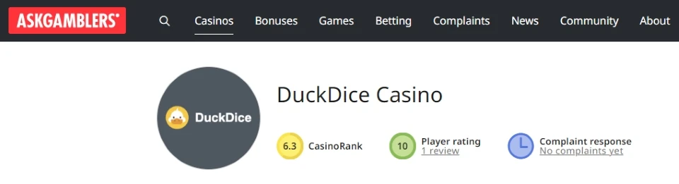 DuckDice on AskGamblers