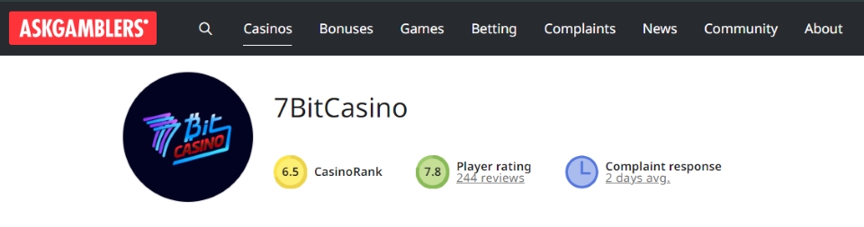 askgamblers rate 7bit casino